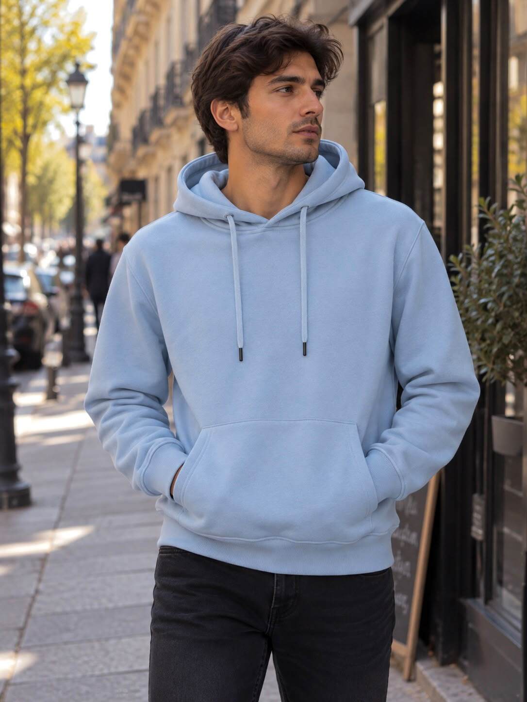 Wholesaler Forbest - Men's Sky Blue Plain Sweatshirt