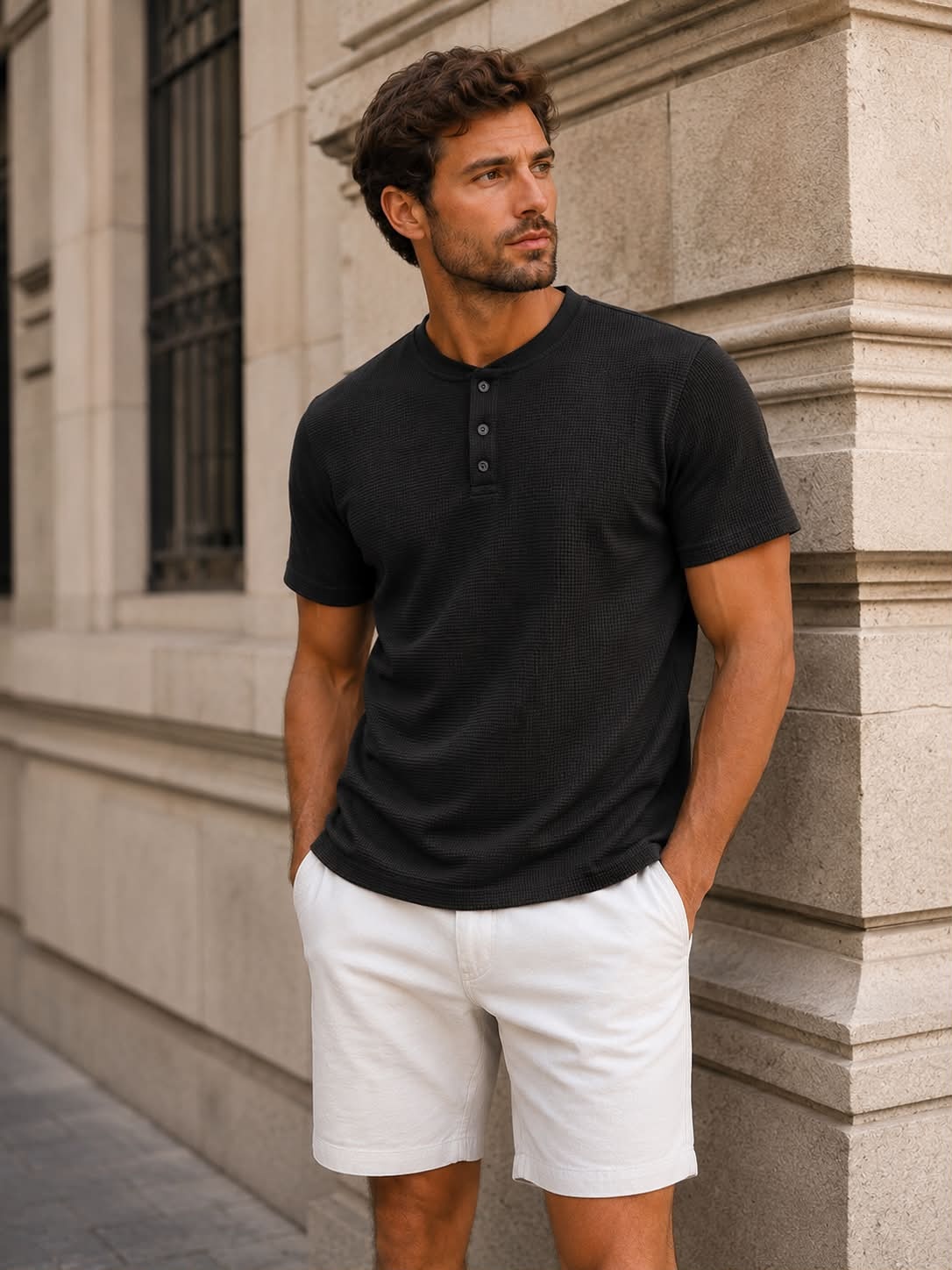 Wholesaler Forbest - Men's plain henley collar T-shirt