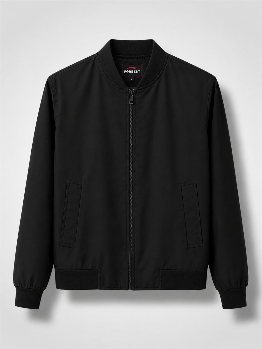Großhändler Forbest - Schwarze Herrenjacke mit Bomberkragen Großhändler Forbest - Schwarze Herrenjacke mit Bomberkragen