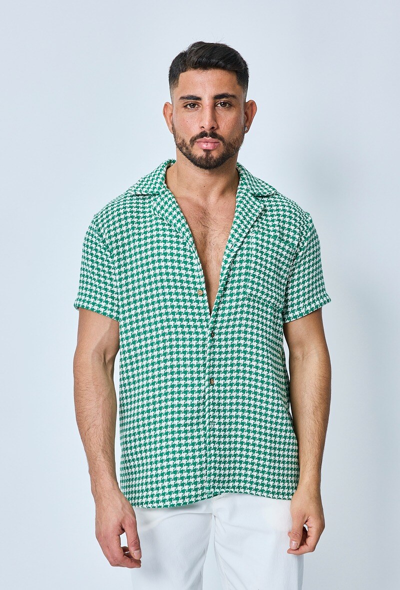 Grossiste Frilivin - Chemise en tweed à carreaux manches courtes
