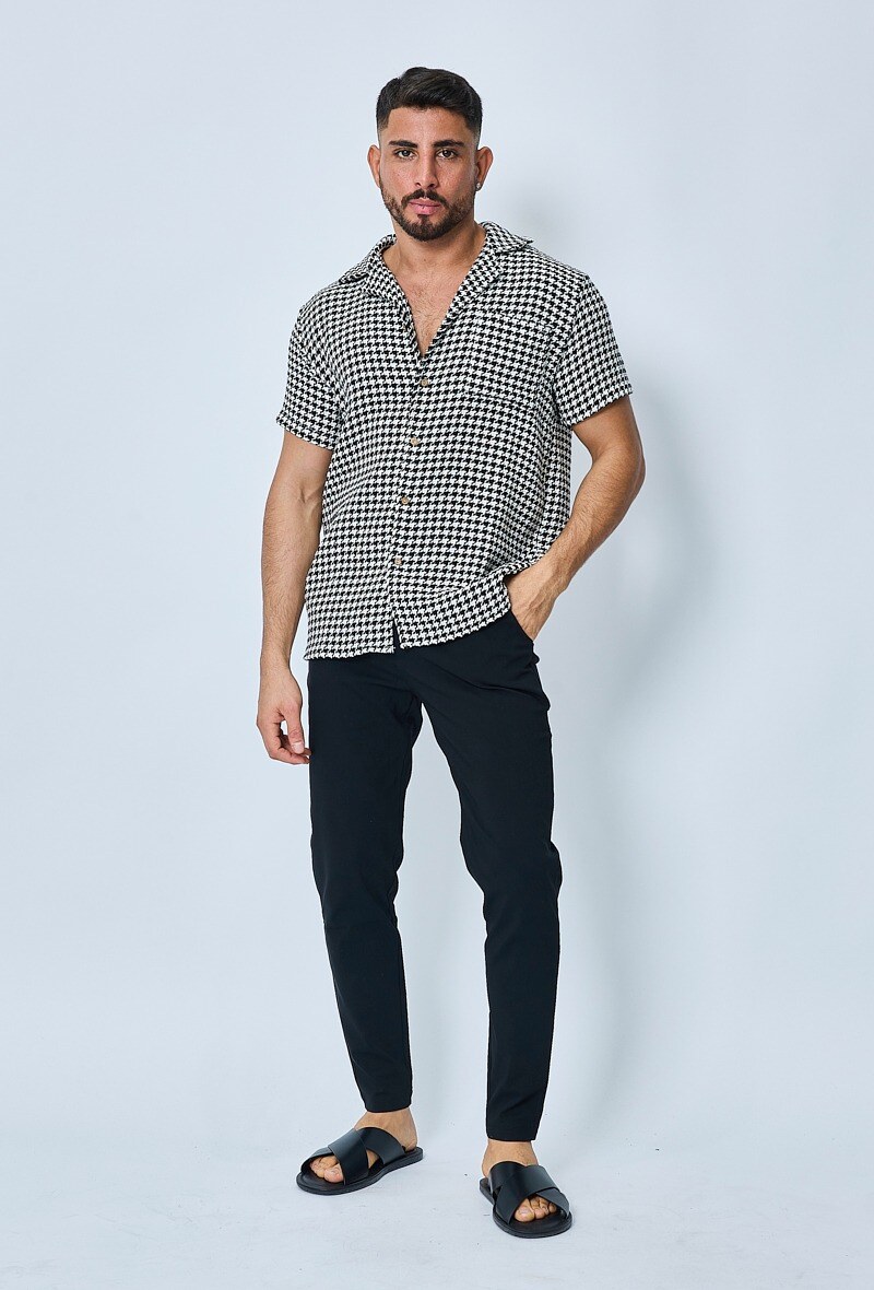 Grossiste Frilivin - Chemise en tweed à carreaux manches courtes