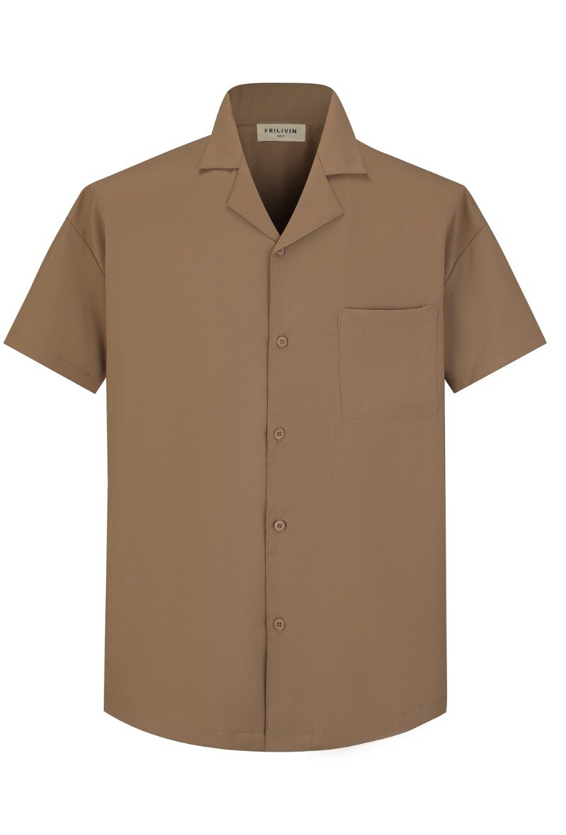 Grossista Frilivin - Camicia in tela a maniche corte monocolore