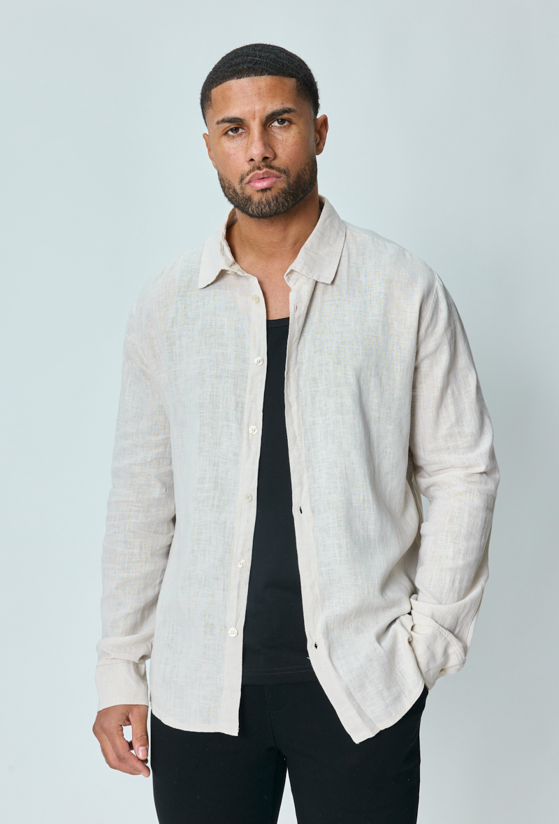 Wholesaler Frilivin - Long-sleeved plain linen shirt