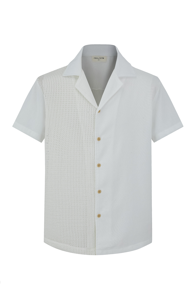 Mayorista Frilivin - Camisa bimateria lisa de manga corta