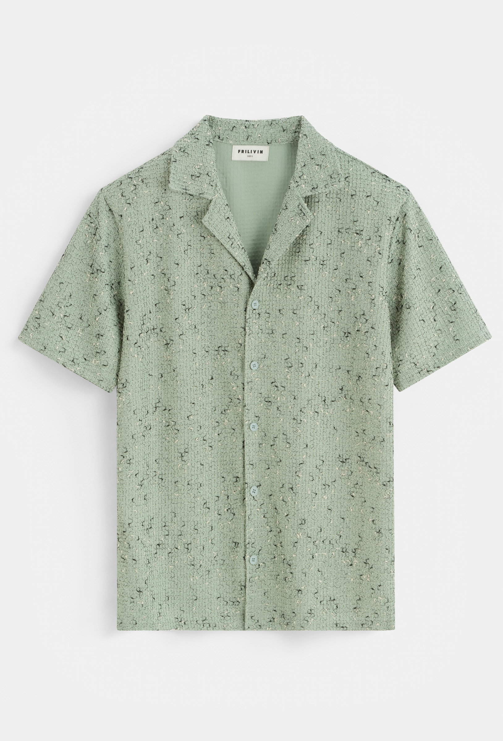 Mayorista Frilivin - Camisa de manga corta, estampado texturizado, cuello clásico.