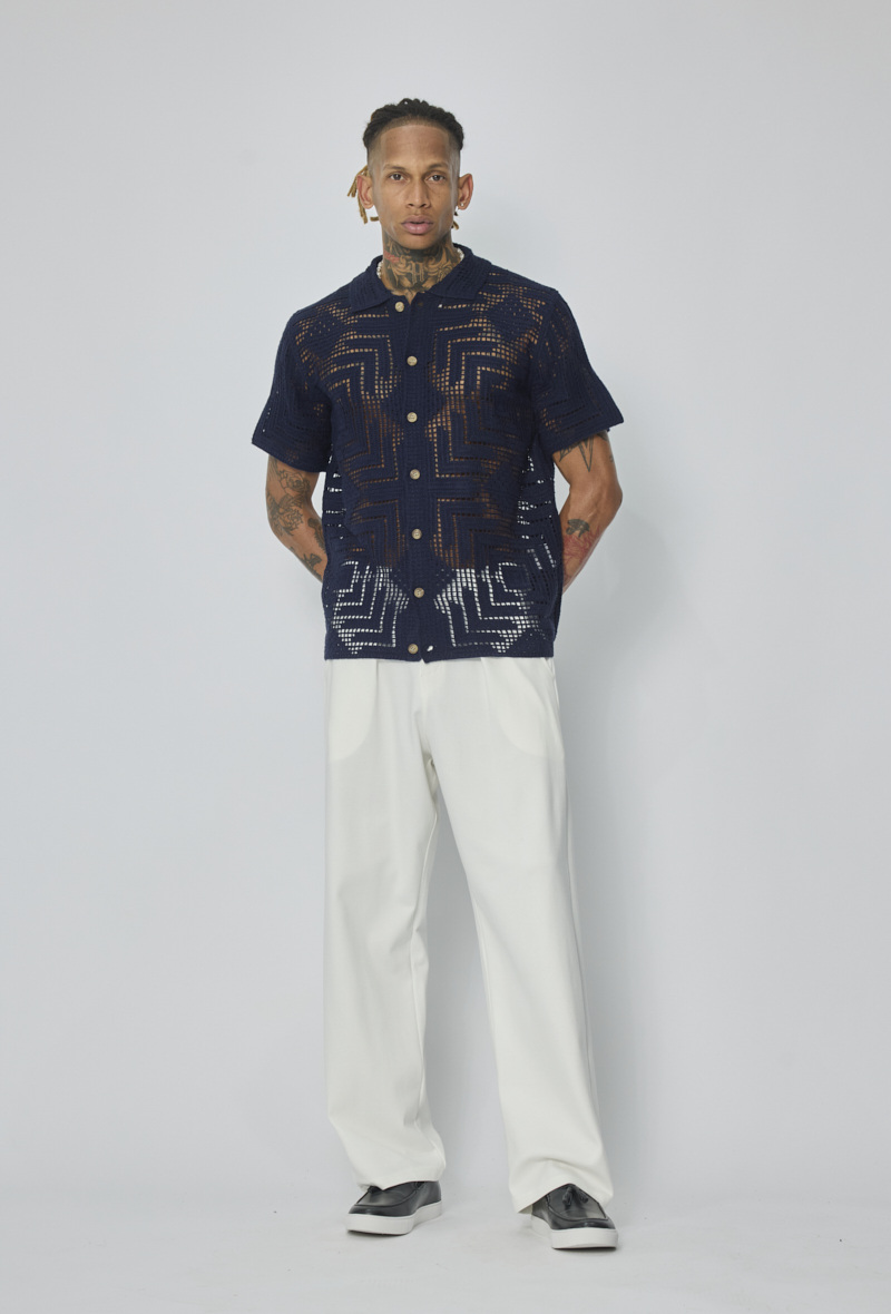 Mayorista Frilivin - Camisa calada geométrica con botón.
