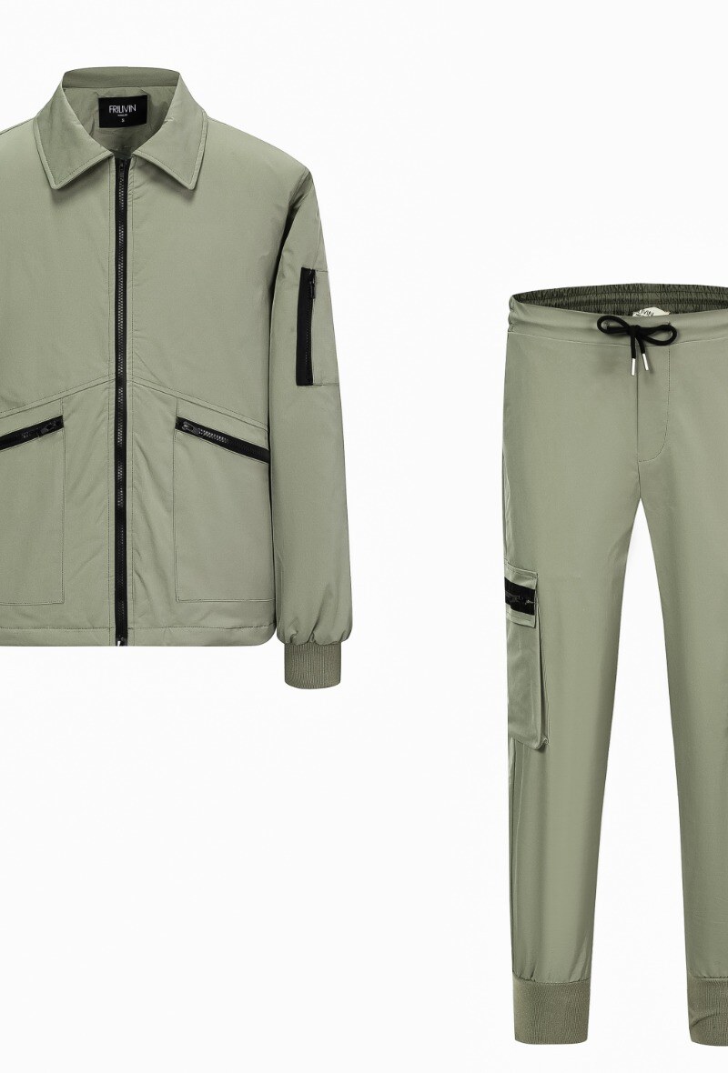 Wholesaler Frilivin - Ensemble utility bombers à col revers et jogging cargo
