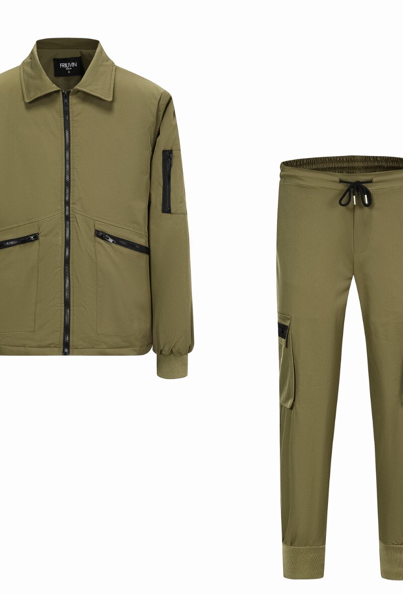 Wholesaler Frilivin - Ensemble utility bombers à col revers et jogging cargo