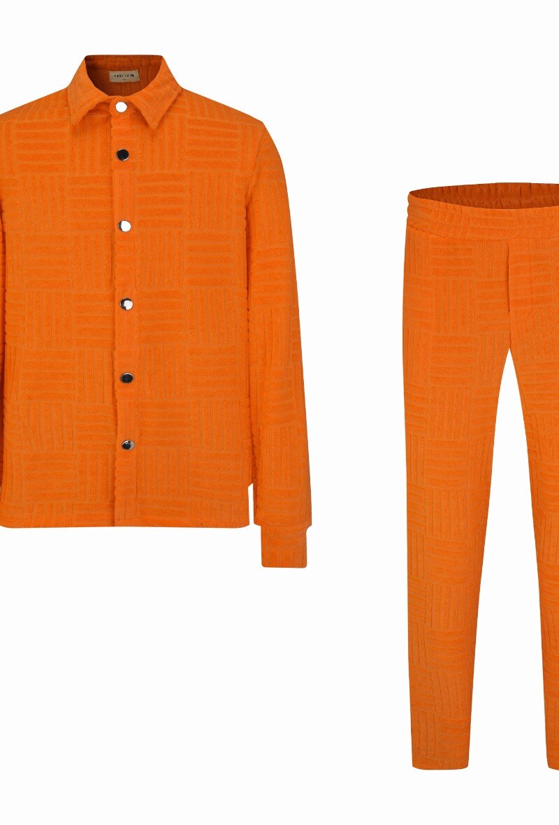 Mayorista Frilivin - Conjunto de chaqueta y pantalón jogger de esponja con monograma
