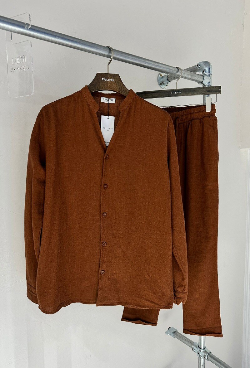 Wholesaler Frilivin - Ensemble chemise pantalon décontractée effet lin