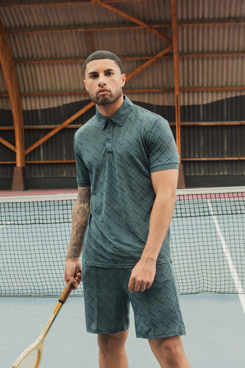 Wholesaler Frilivin - Geometric pattern polo shorts set