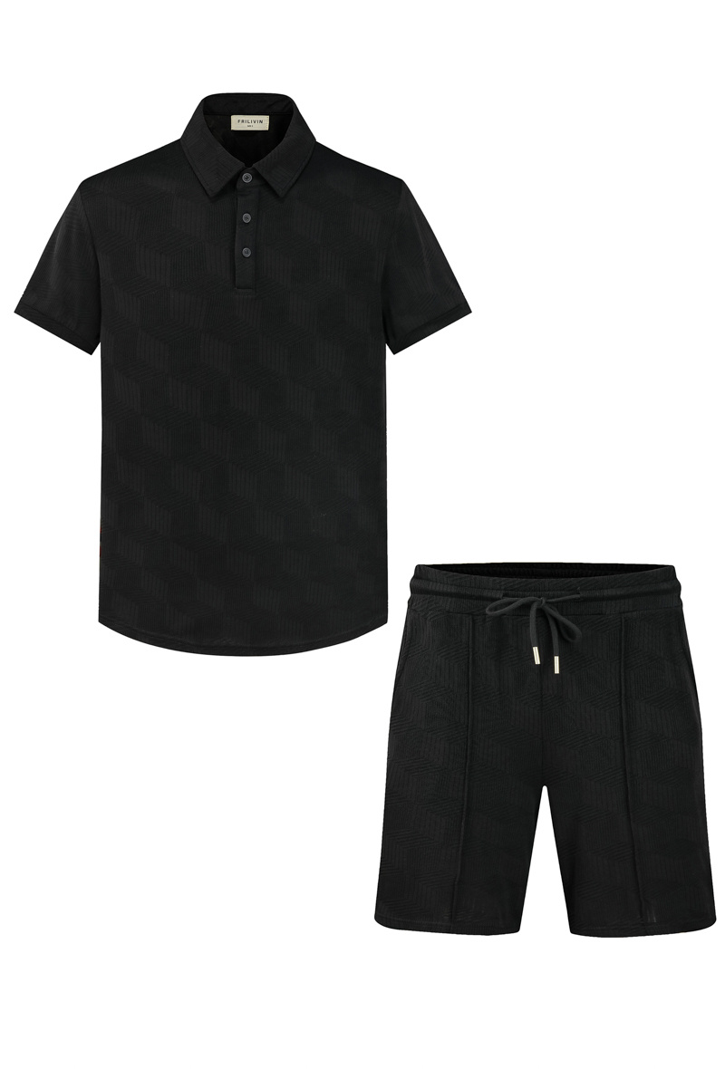 Wholesaler Frilivin - Geometric pattern polo shorts set