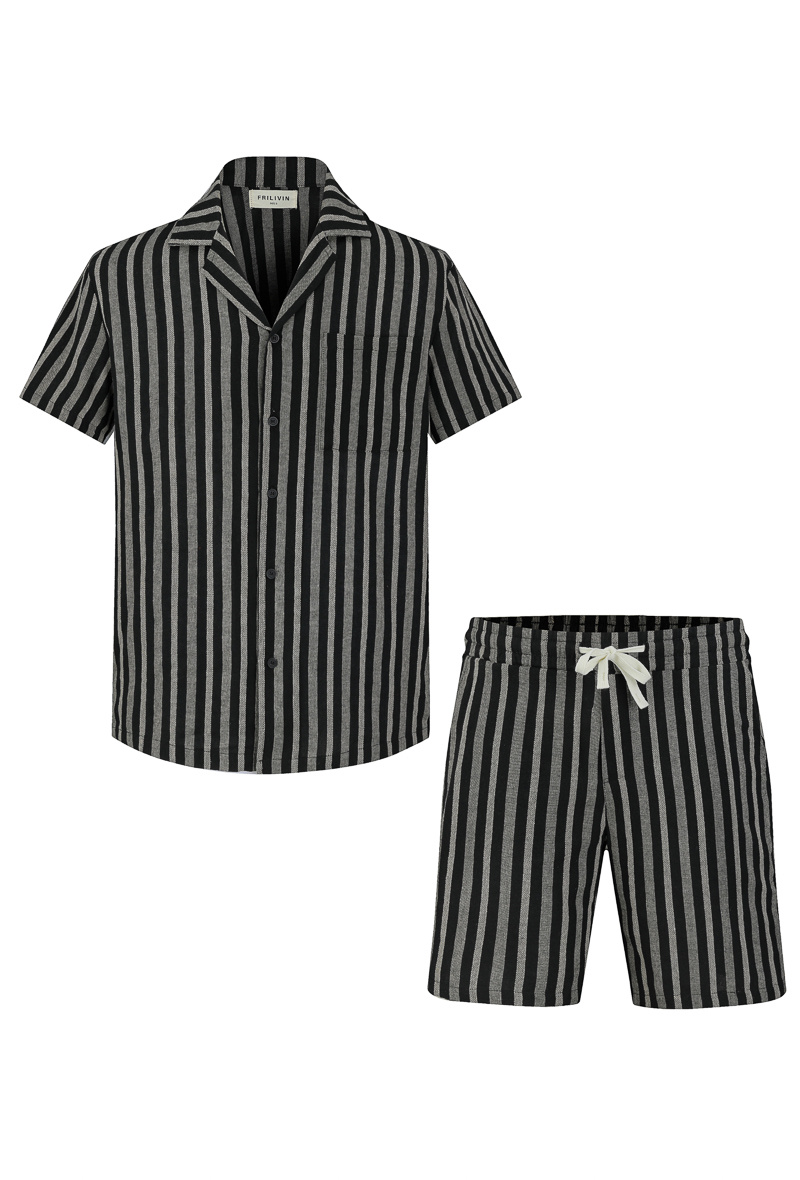 Mayorista Frilivin - Conjunto de pantalón corto y camisa de rayas
