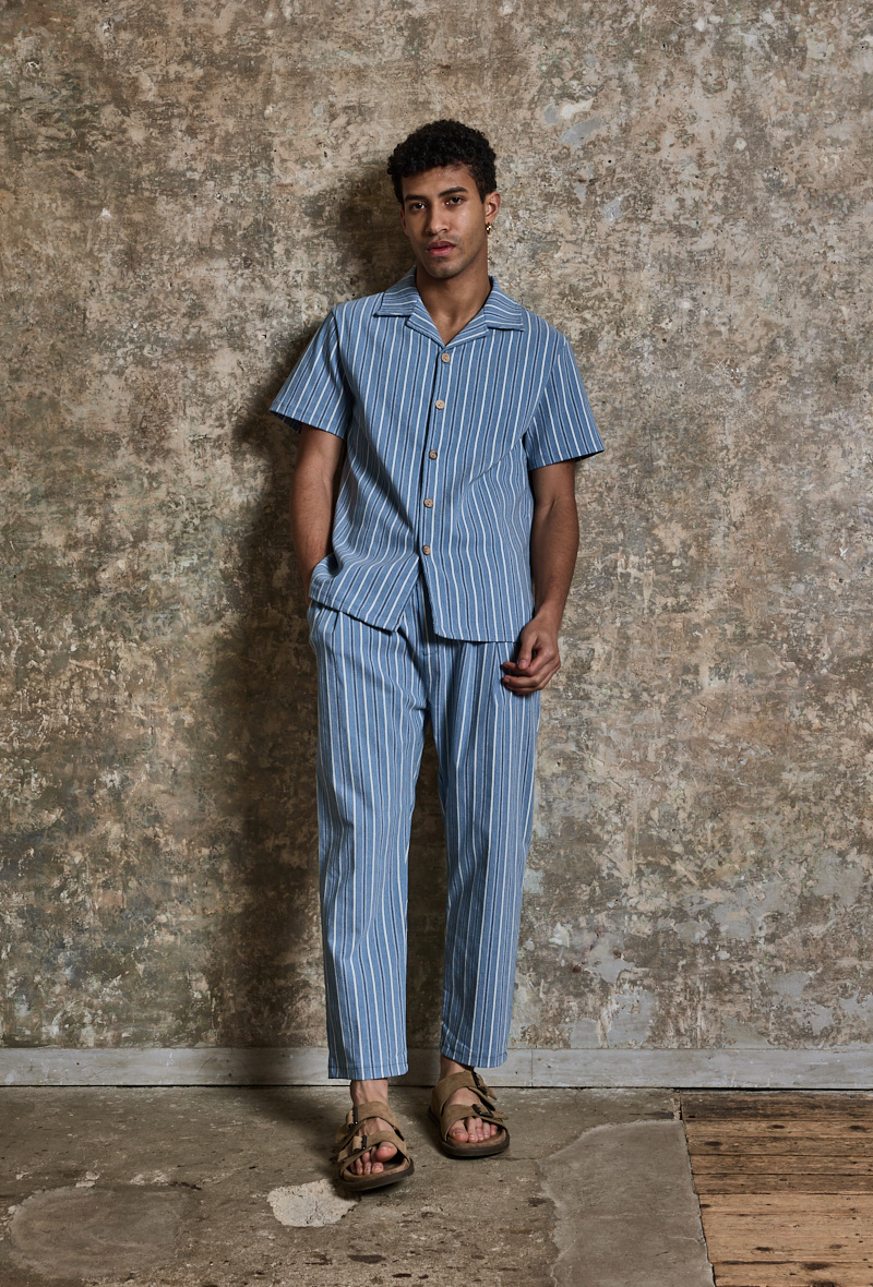 Grossiste Frilivin - Ensemble à rayures chemise manches courtes pantalon