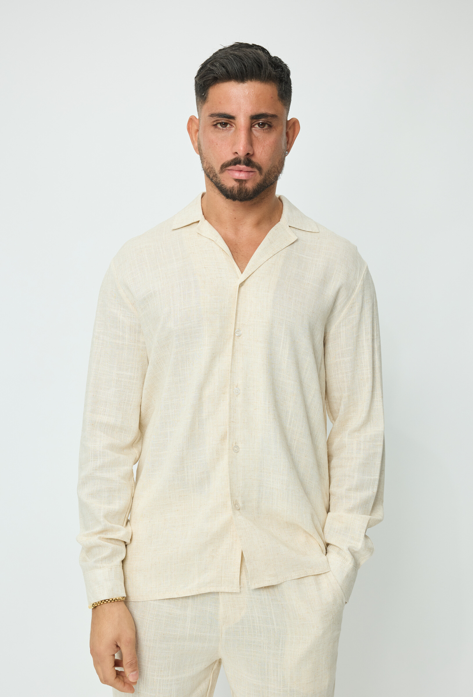 Mayorista Frilivin - Camisa de efecto de lino con mango largo