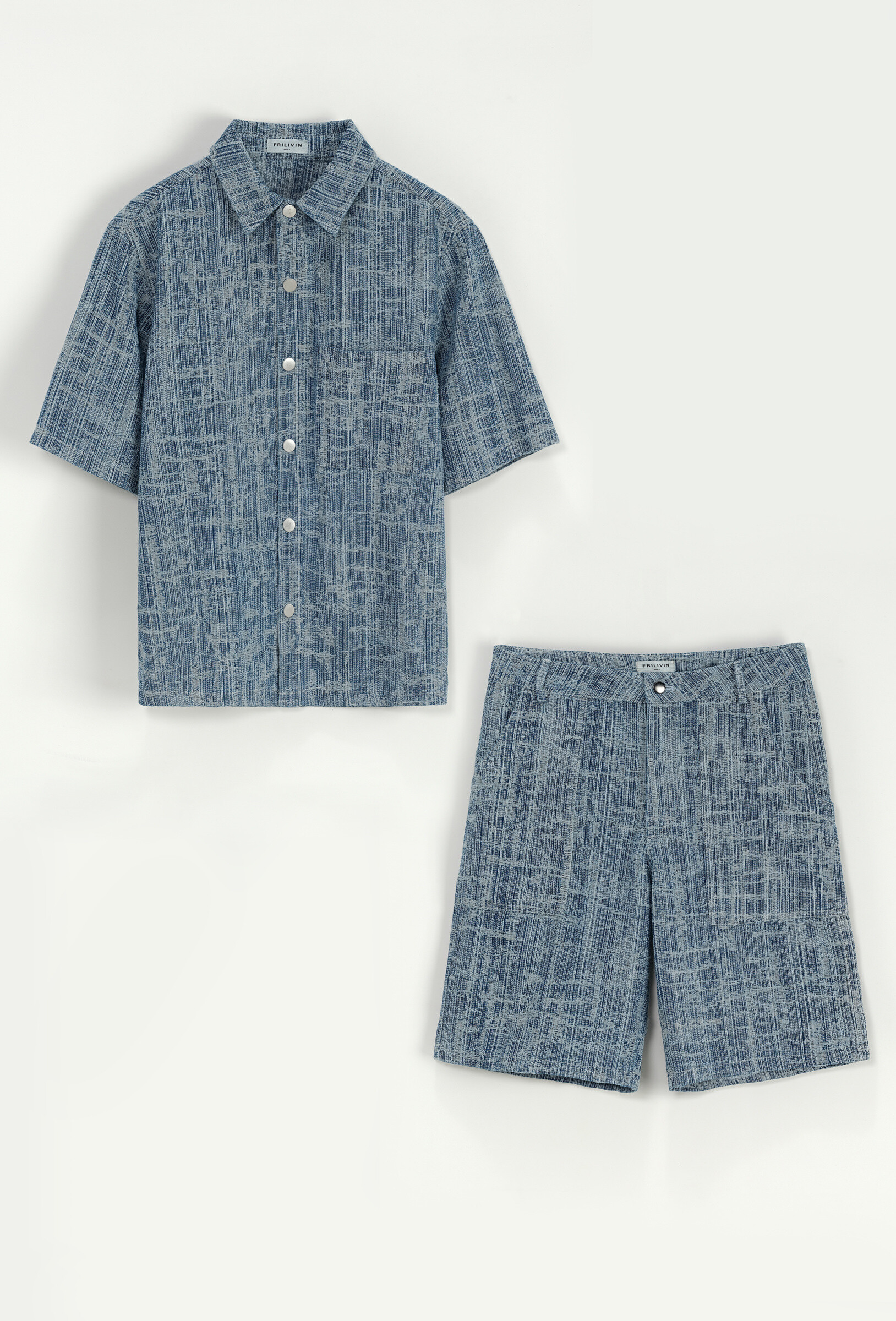 Grossista Frilivin - Set di pantaloncini con effetto denim strappato