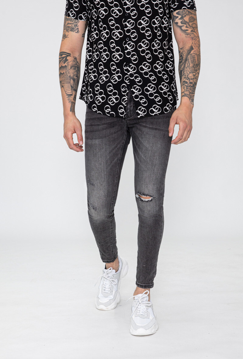 Grossiste Frilivin - Jean skinny déchiré gris