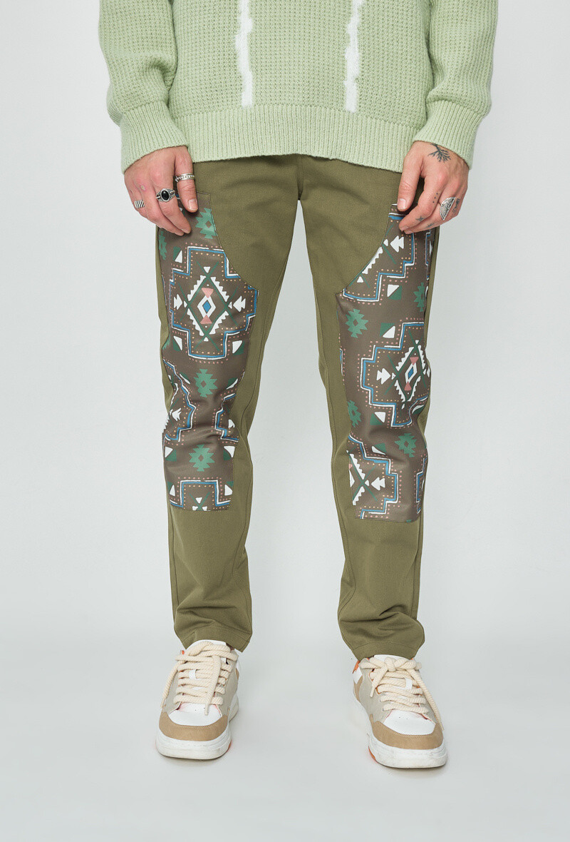 Grossiste Frilivin - Pantalon droit uni avec patch géometrique