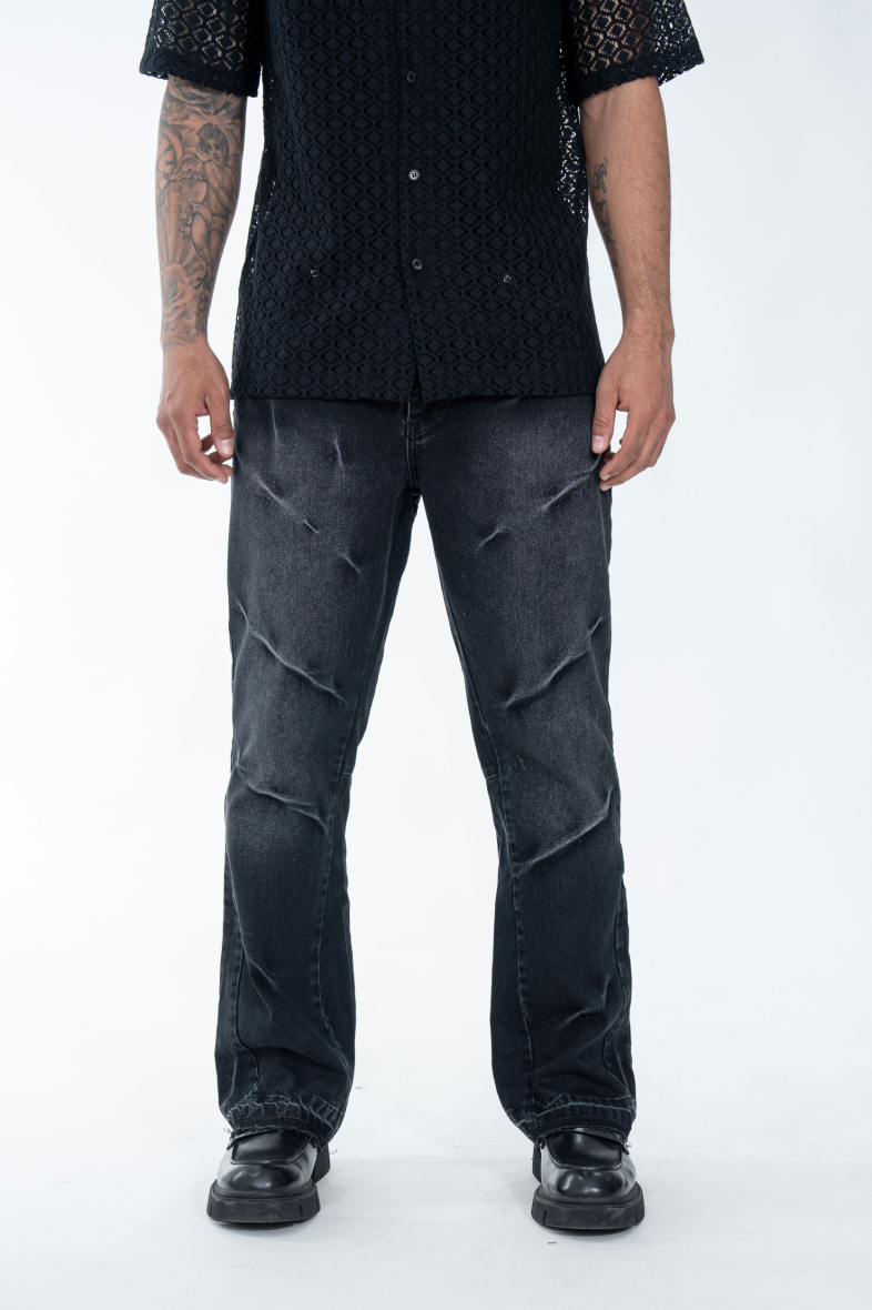 Großhändler Frilivin - Verwaschene schwarze Hose mit Details