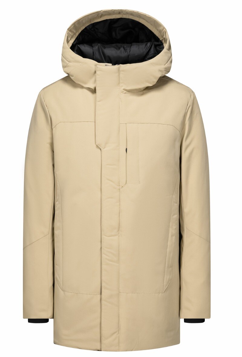Doudoune parka mi-longue à capuche uni - Beige - 1 - grand format