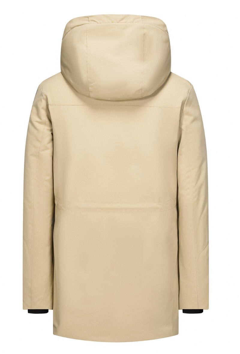 Doudoune parka mi-longue à capuche uni - Beige - 2 - grand format