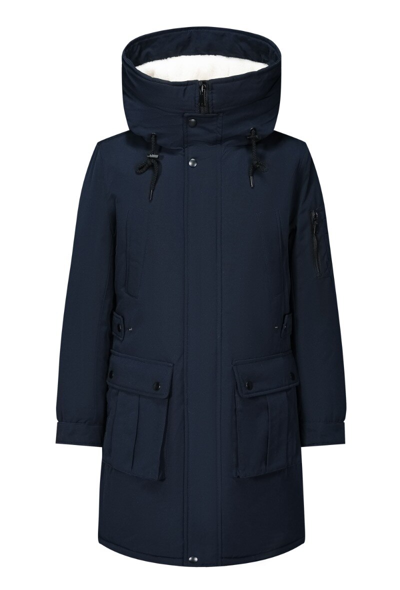 Parka mi-longue à capuche doublure moutonnée - Image principale