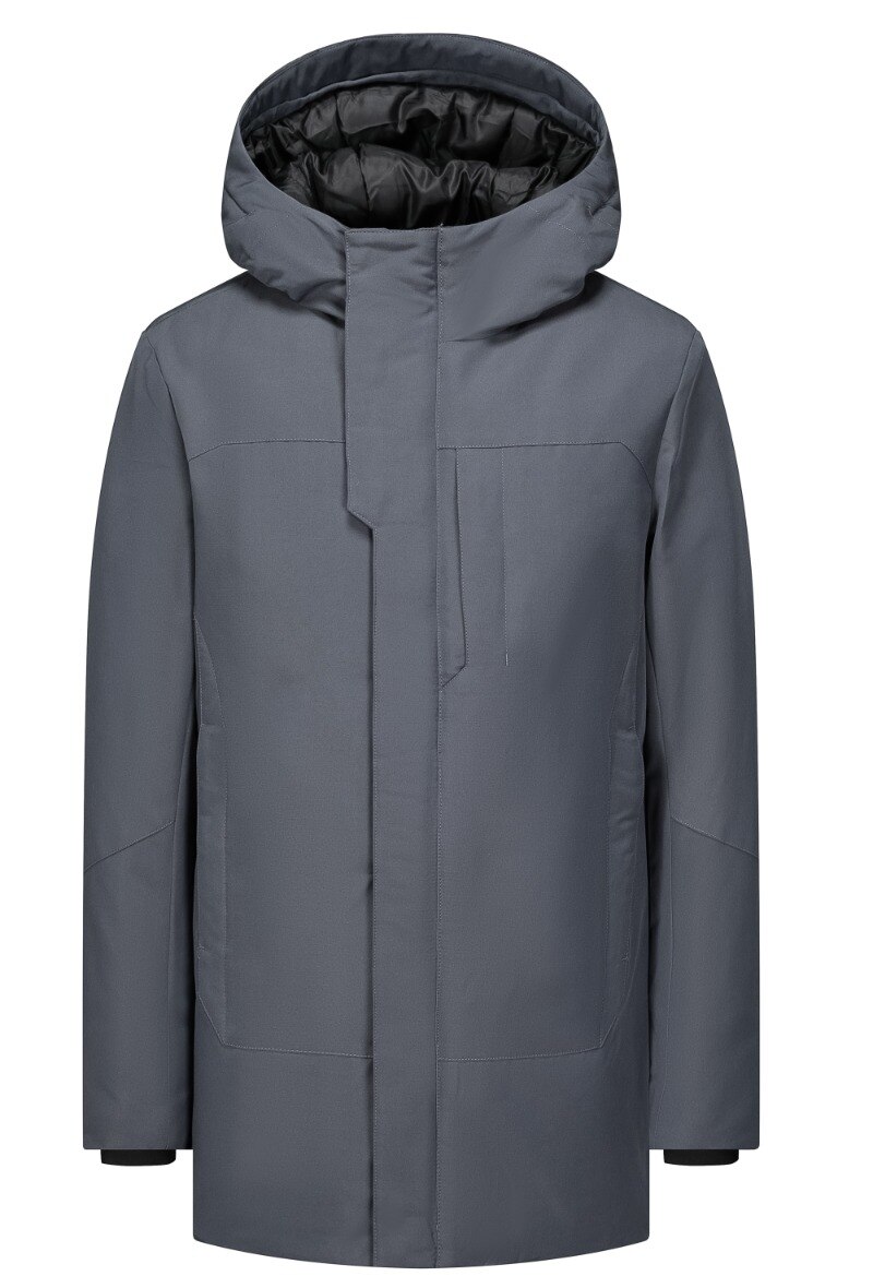 Doudoune parka mi-longue à capuche uni - Image principale