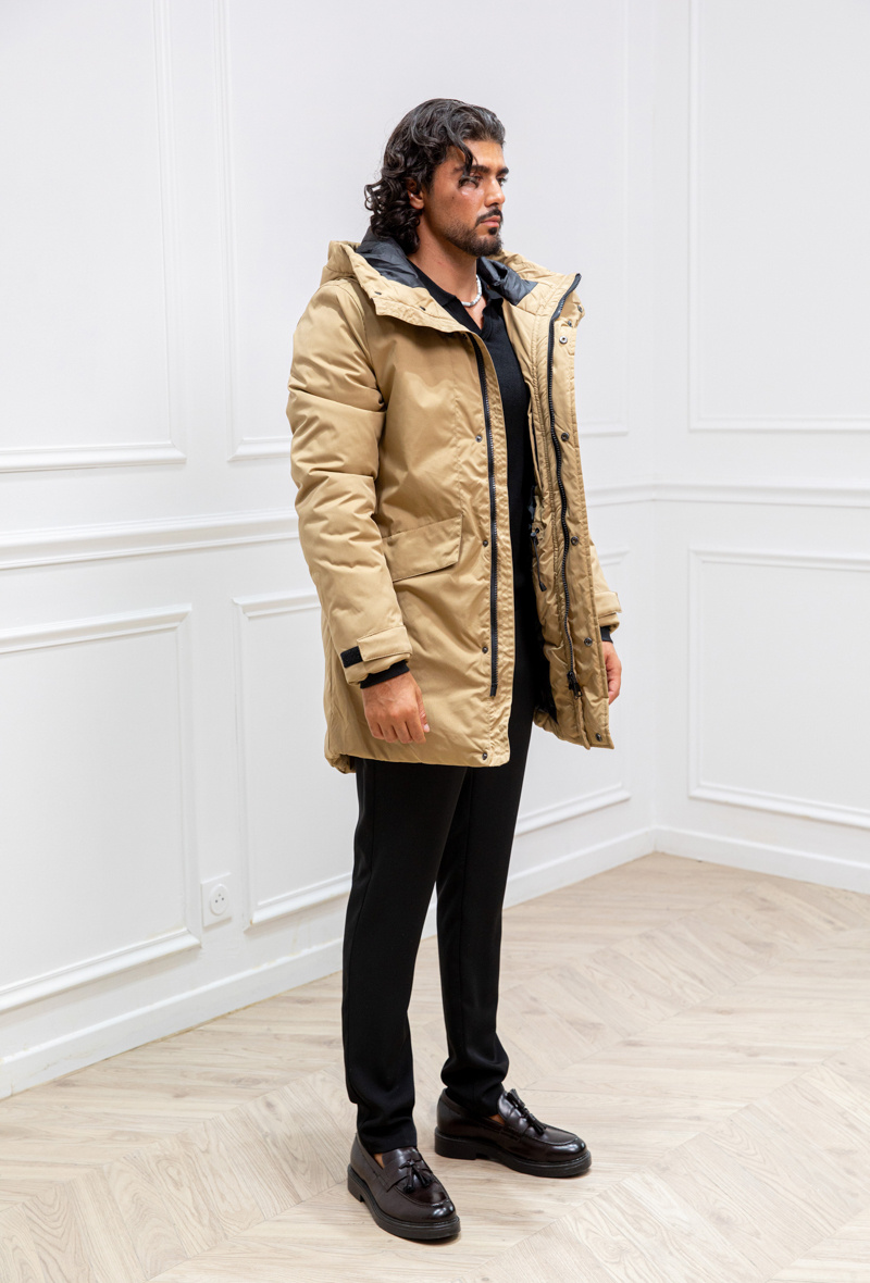 Parka mi longue a capuche - Camel - 3 - grand format