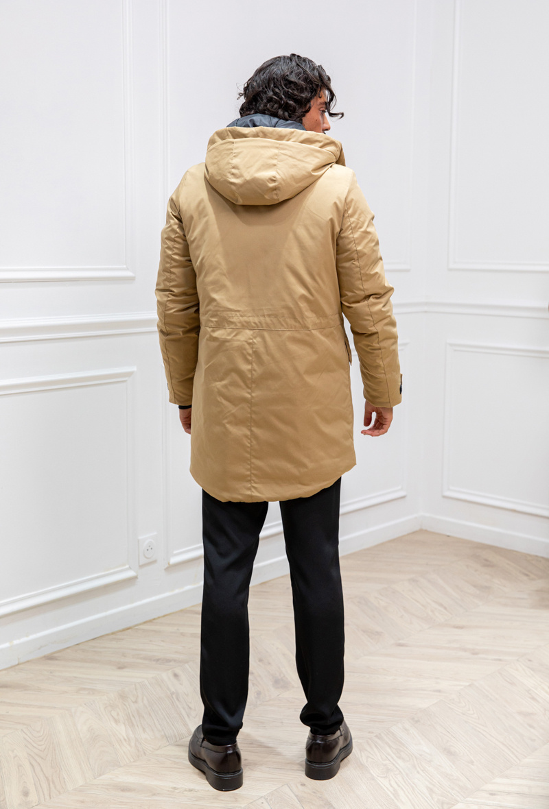 Parka mi longue a capuche - Camel - 5 - grand format