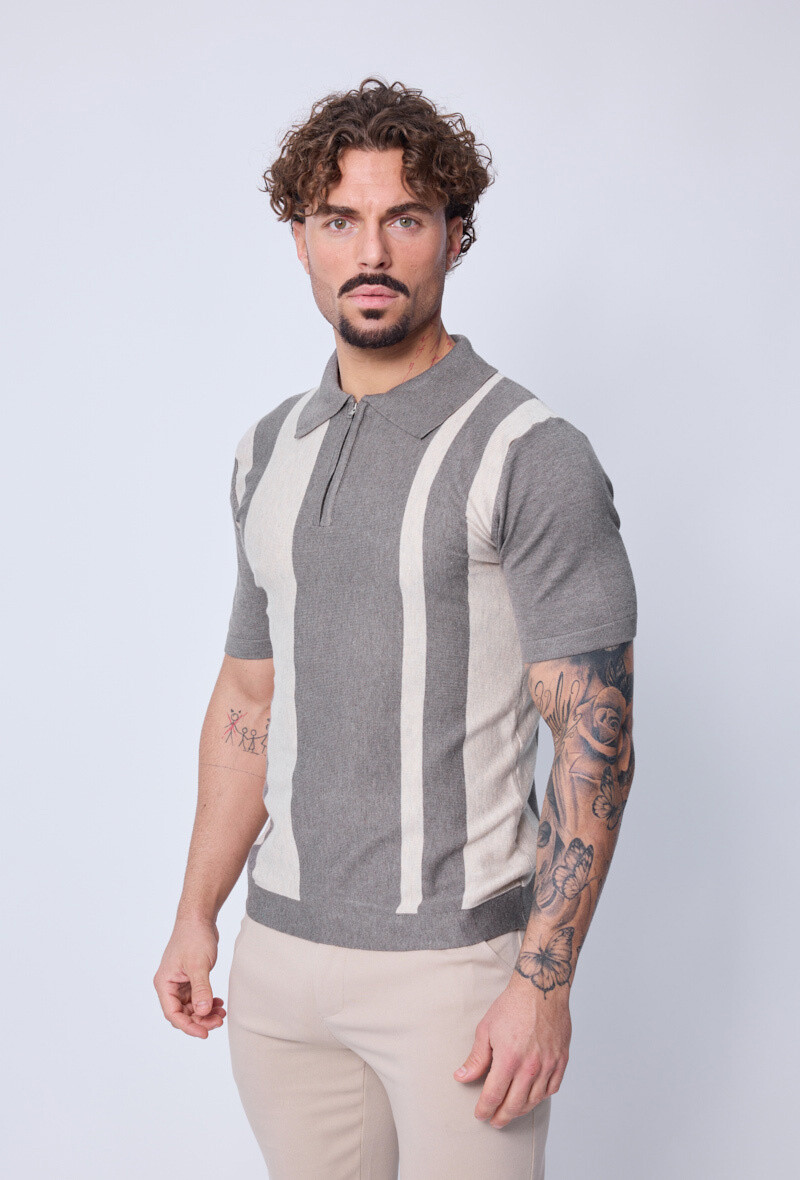 Grossista Frilivin - Polo con zip a righe laterali
