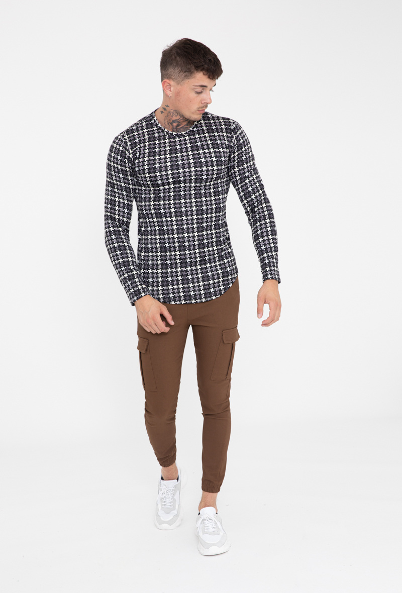 Grossiste Frilivin - Pull à motifs graphique pied-de-poule bicolor