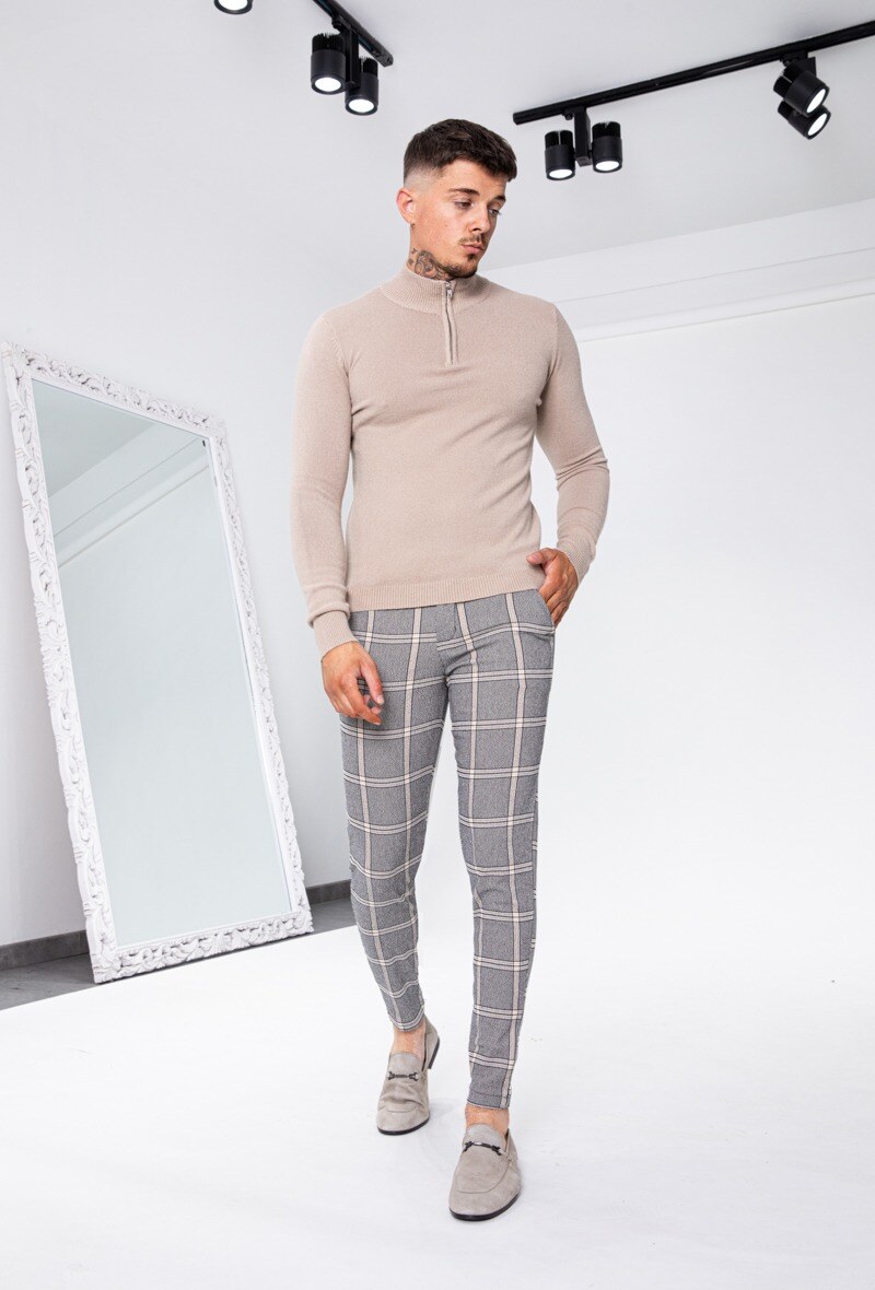 Wholesaler Frilivin - Pull doux, col montant zippé et chiné en maille fine