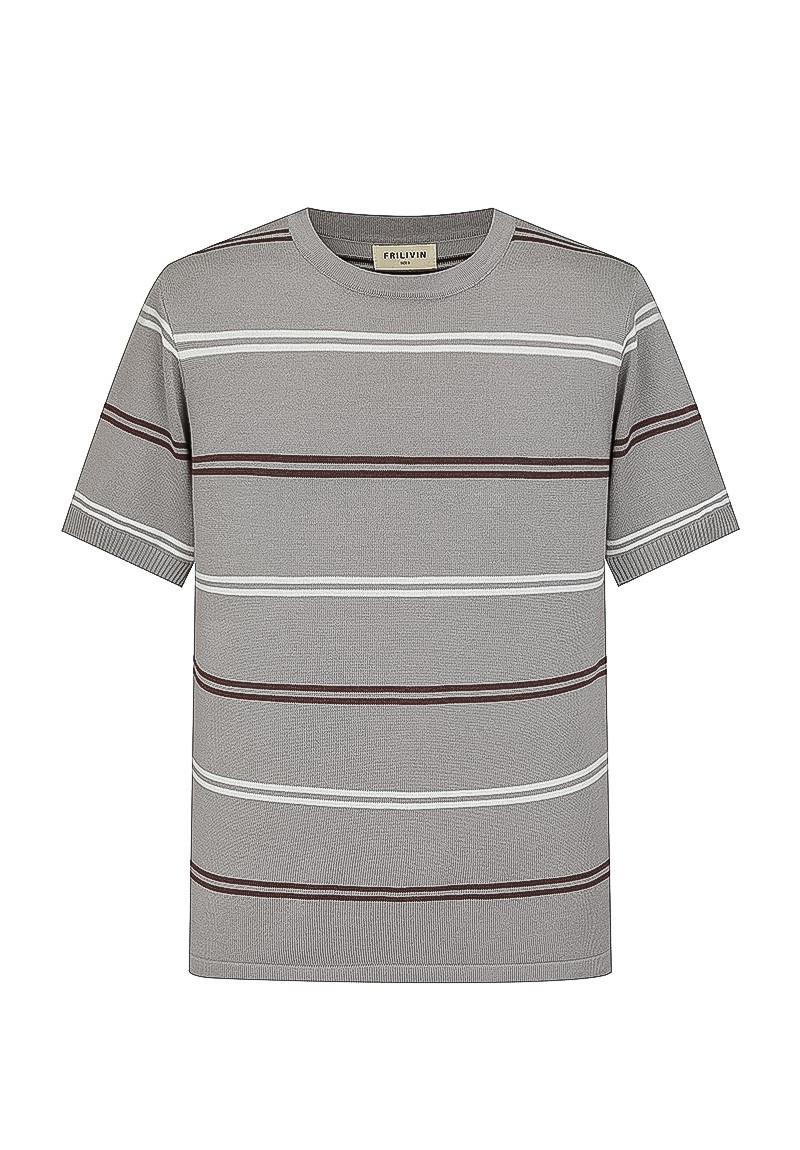 Mayorista Frilivin - Camiseta de punto gris con rayas