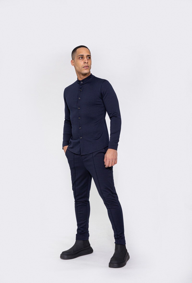 Wholesaler Frilivin - Surchemise uni col mao à manches longues