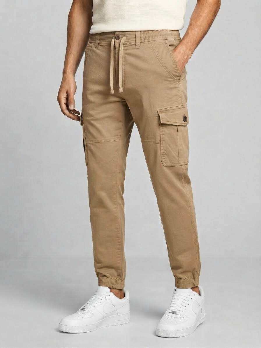 Grossiste FUSIONAL / JOHN H - Pantalon Cargo Homme avec Poches à Rabat et Chevilles Élastiquées
