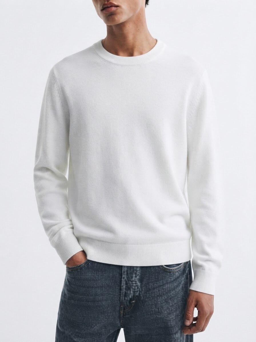 Grossiste FUSIONAL / JOHN H - Pull en maille fine à col rond pour homme