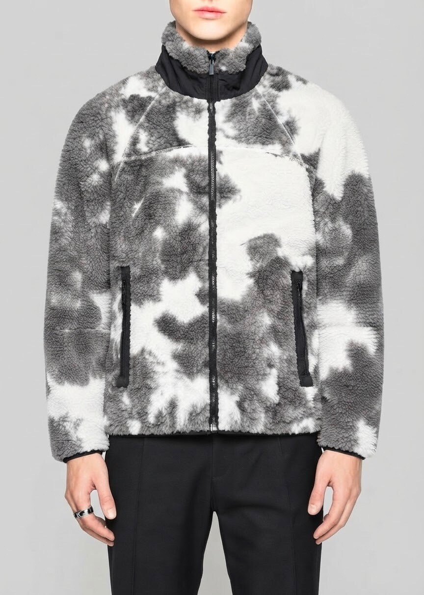 Grossiste FUSIONAL / JOHN H - Veste zippée en sherpa texturé à motif effet tie-dye