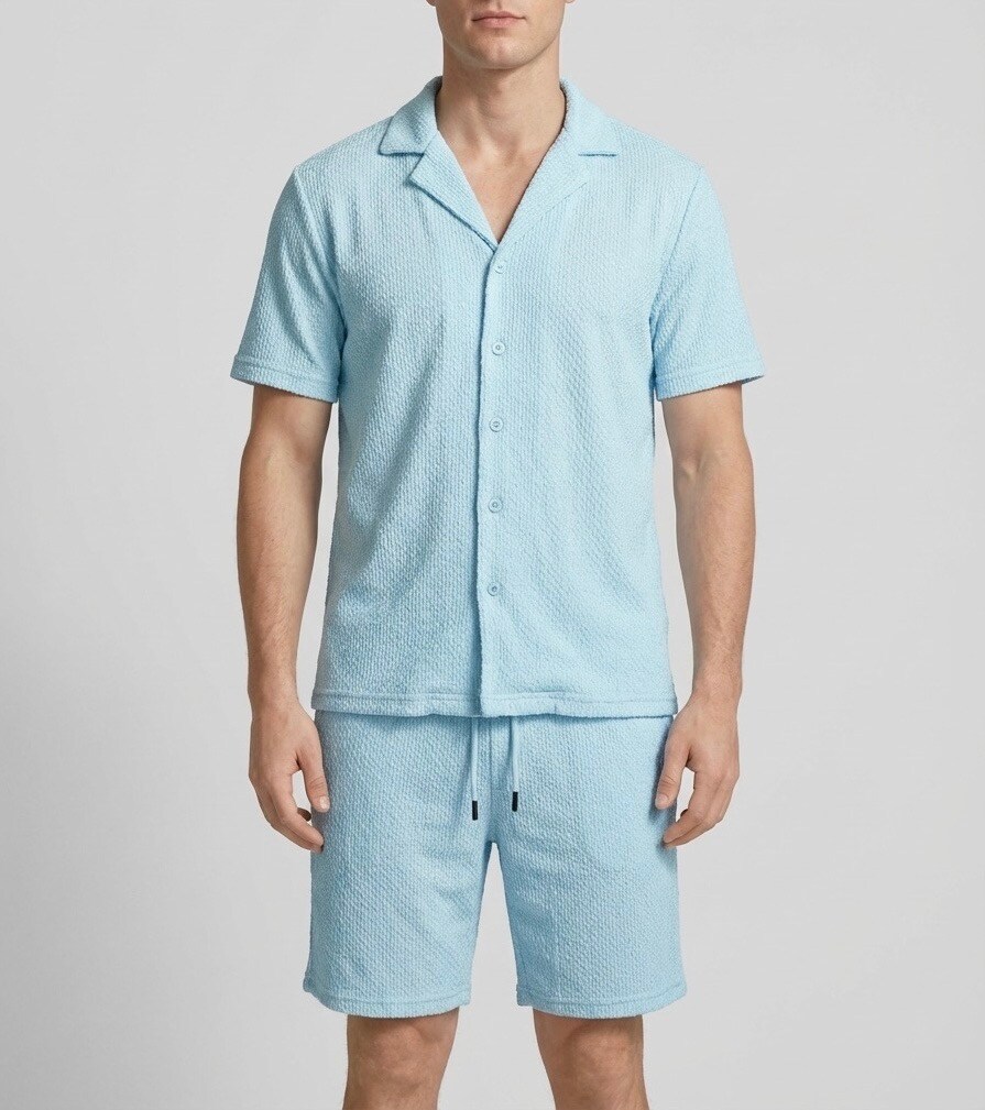 Wholesaler FUSIONAL - Crochet-effect knit set: shirt - shorts