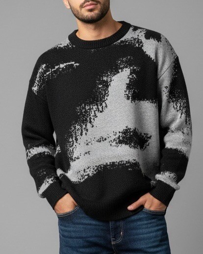 Grossiste FUSIONAL / JOHN H - Pull en maille à motif