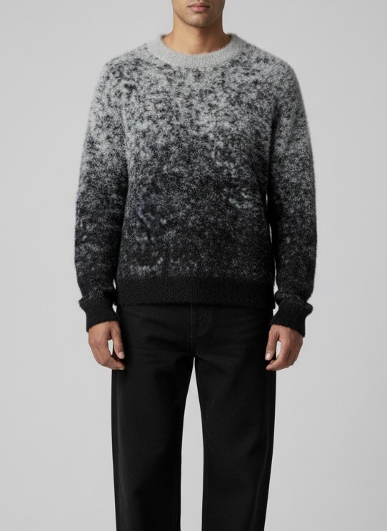 Grossiste FUSIONAL / JOHN H - Pull maille poilue col rond effet dégradé pour homme
