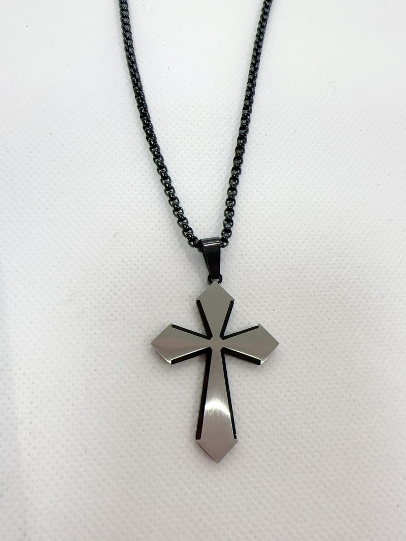 Wholesaler H&T Bijoux - Men's steel necklace. Chain 60 cm, pendant 4cm x 2cm