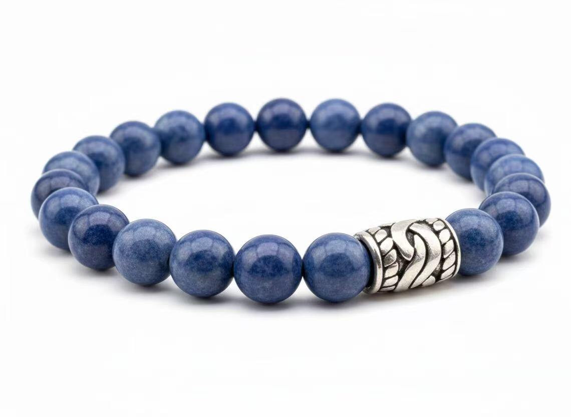 Wholesaler HANA BIJOUX - MEN'S BRACELET IN STEEL AND STONE: BLUE VEIN STONE