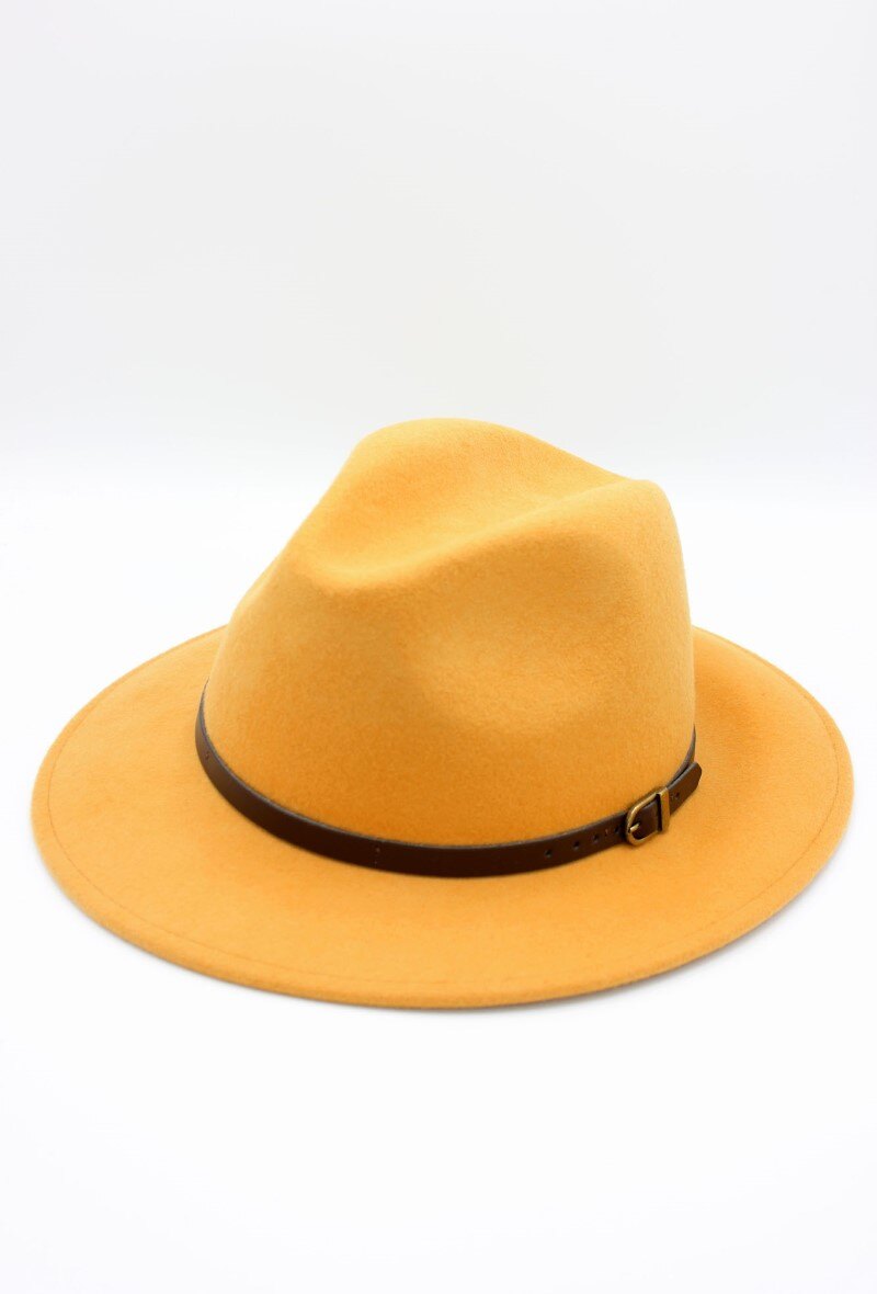 Grossiste Hologramme Paris - Chapeau Fedora en laine classique avec ceinture constrastante marron