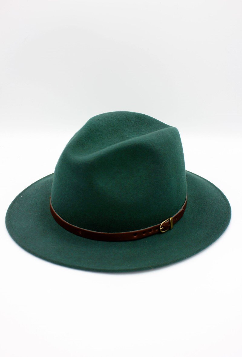 Grossiste Hologramme Paris - Chapeau Fedora en laine classique avec ceinture constrastante marron