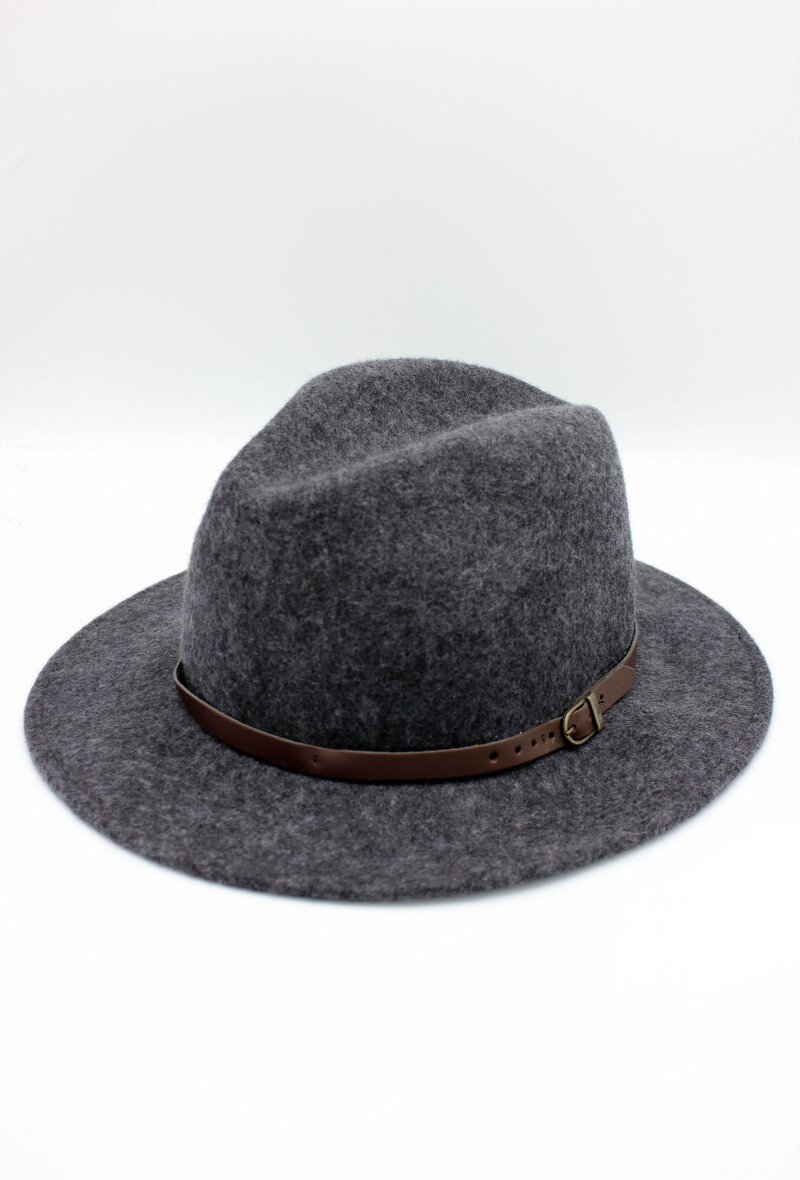 Grossiste Hologramme Paris - Chapeau Fedora en laine classique avec ceinture constrastante marron
