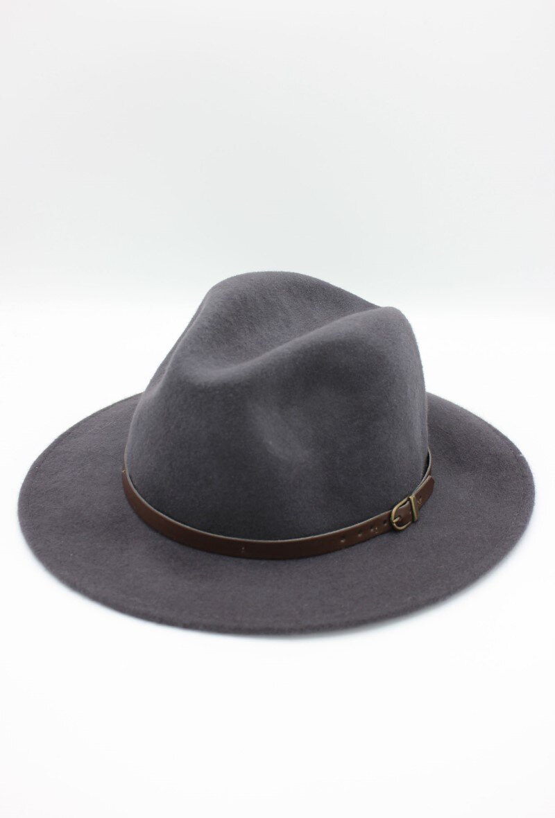 Grossiste Hologramme Paris - Chapeau Fedora en laine classique avec ceinture constrastante marron