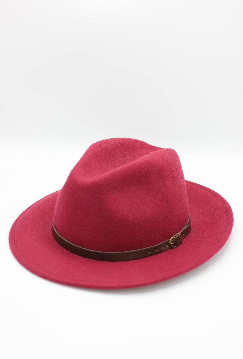 Grossiste Hologramme Paris - Chapeau Fedora en laine classique avec ceinture constrastante marron