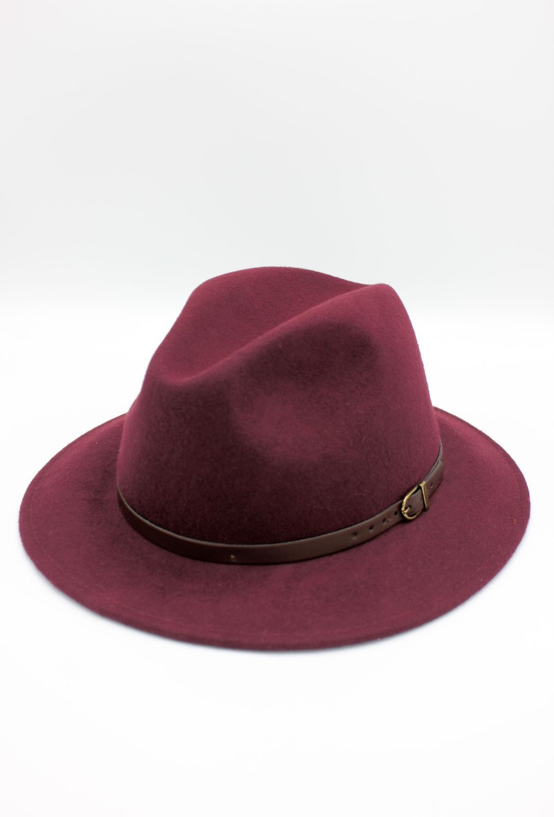 Grossiste Hologramme Paris - Chapeau Fedora en laine classique avec ceinture constrastante marron Grossiste Hologramme Paris - Chapeau Fedora en laine classique avec ceinture constrastante marron