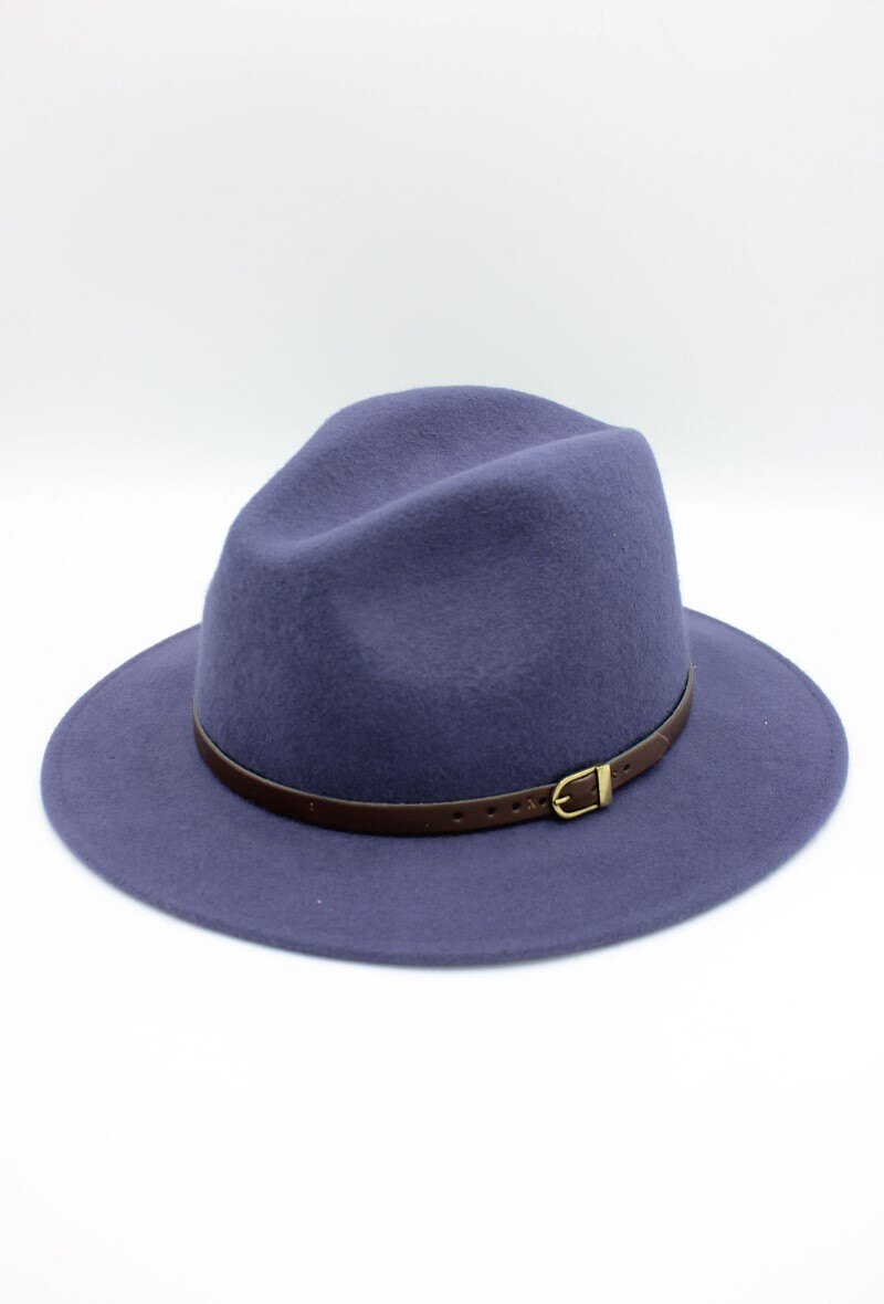 Grossiste Hologramme Paris - Chapeau Fedora en laine classique avec ceinture constrastante marron