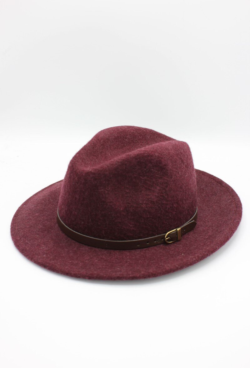 Grossiste Hologramme Paris - Chapeau Fedora en laine classique avec ceinture constrastante marron